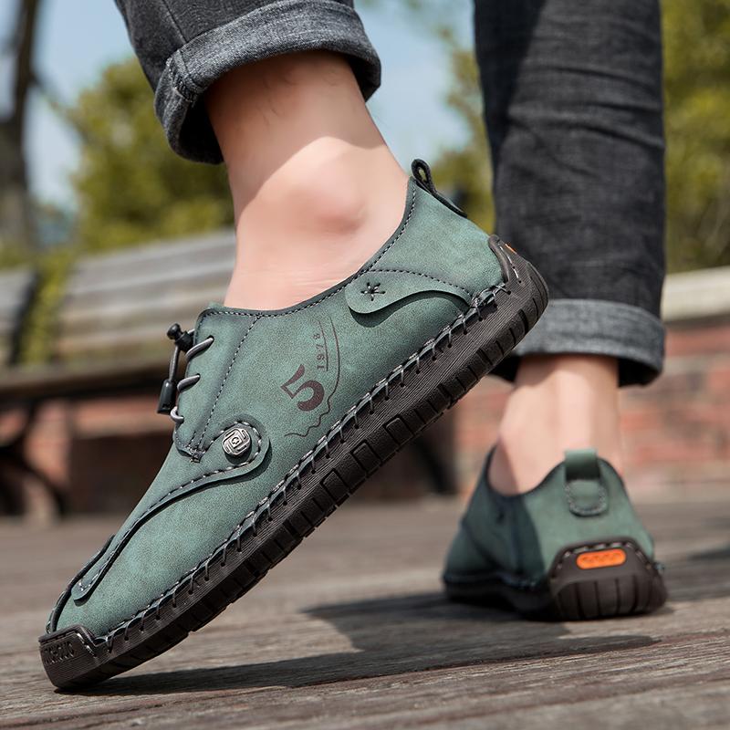 Fashion High Quality Handmade Casual Leather Men Shoes Outdoor Slip On Breathable Walking Shoes Fashion Tooling Shoes Flats Plus Size48
