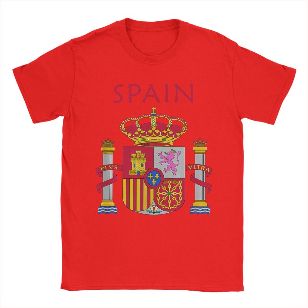 Unique SPAIN Flag TShirt for Men Crew Neck Pure Cotton T Shirt Short Sleeve Tees Plus Size Clothing