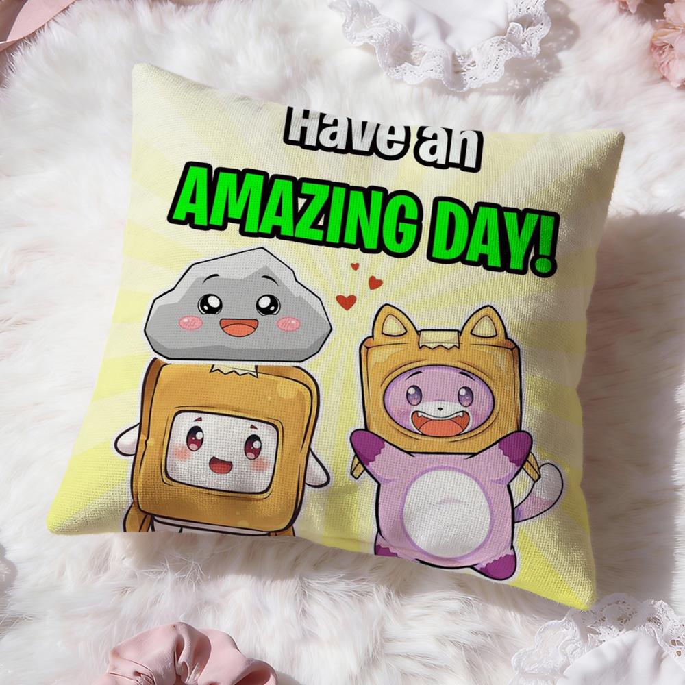 Cartoon L-Lankybox Cushion Cover Premium Comfort Reversible Pillow Cove -Two In One Design for Any Room & Car Interior