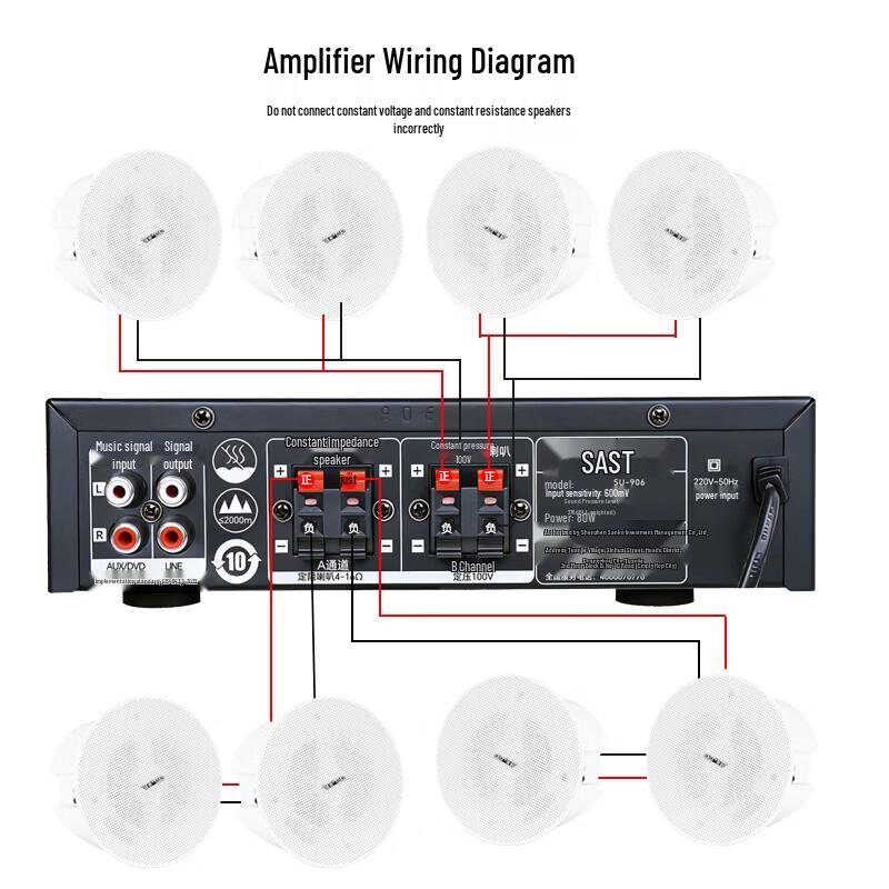 SAST TH15 5-inch Fixed Voltage Ceiling Speaker System CN plug (adapter included)