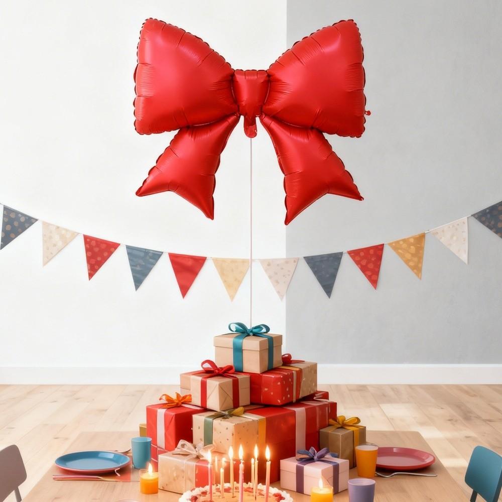 Cute Multi-purpose Bow Balloon Ins Style Large Size Foil Balloon Lightweight Striped Balloon Anniversary Event