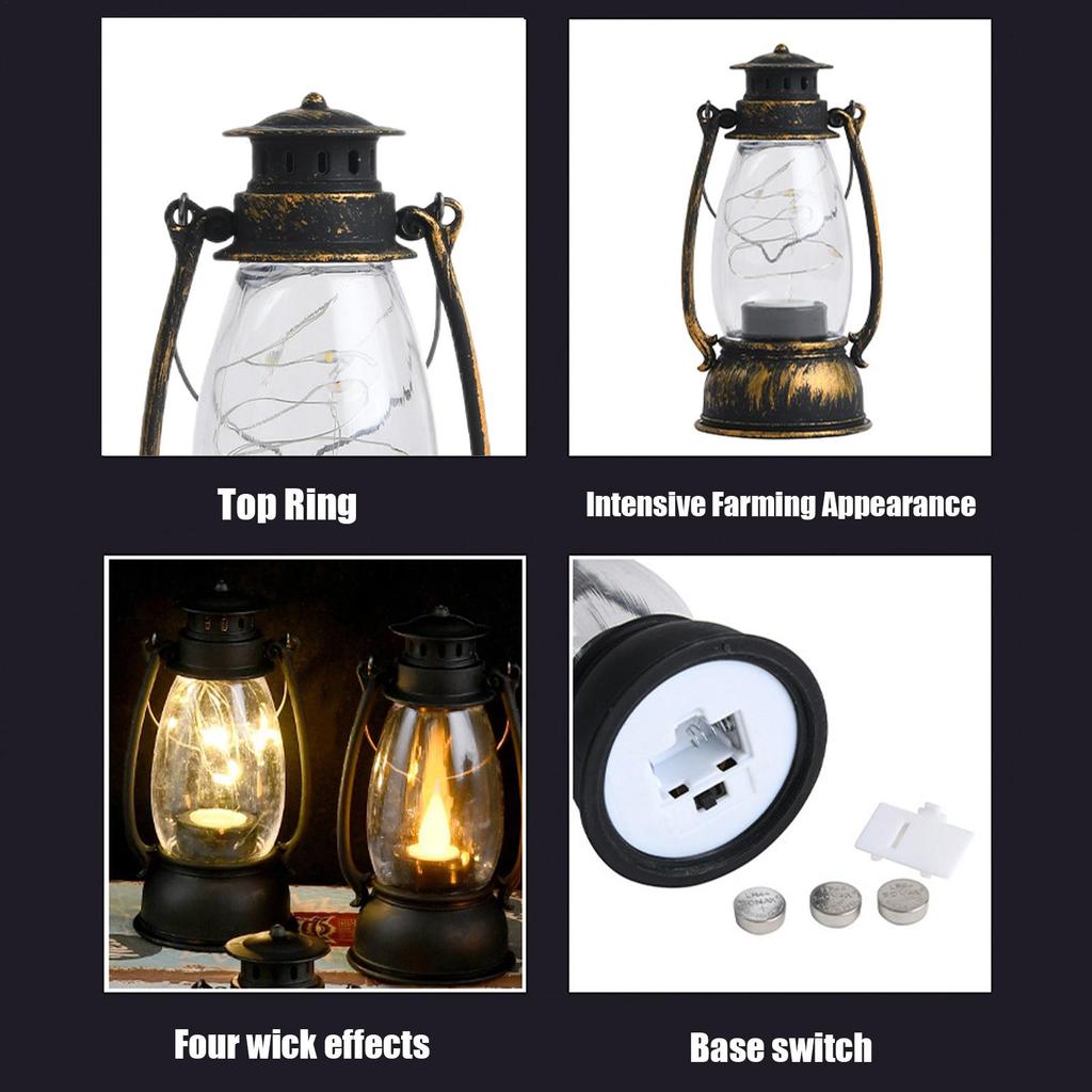 Luces parpadeantes de llama Linterna vintage Batería Linternas decorativas Para el hogar Exterior Noche Patio Jardín Tiendas de campaña Apagones Senderismo