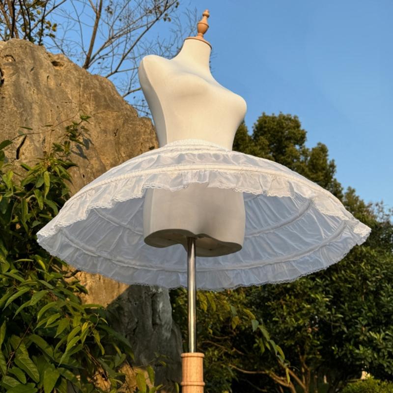 Womens Short Petticoat 3 Adjustable Hoop A Line Skirt Half Slip Crinolines Dresses Gown Underskirt for Cosplay Party