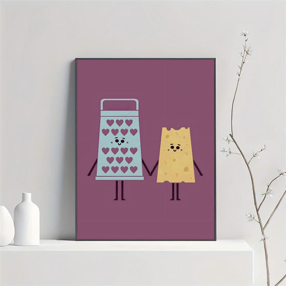 1pc Hot Modern Simplicity Cartoon Funny Food Fancy Poster HD Posters Home Room Bar Cafe Decor Art Wall Painting Picture