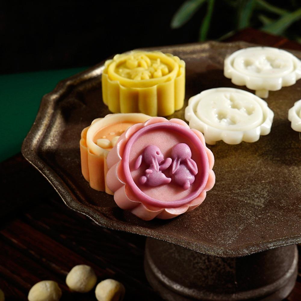 Rabbit Pattern Mooncake Molds Flower Shaped Mooncake Stamp Reusable Kithchen