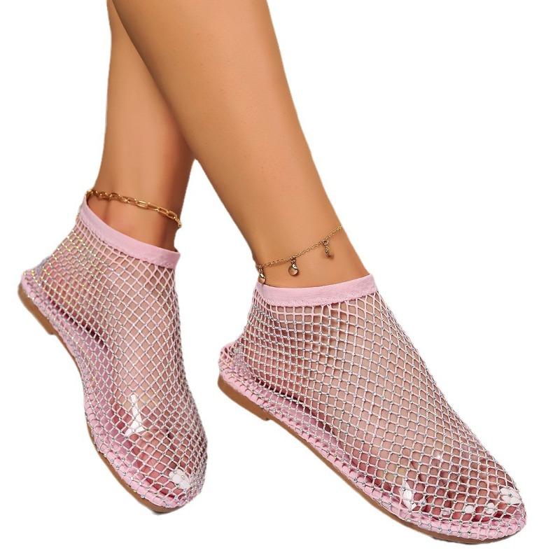 Summer large-sized fishing net perforated shoes diamond and sexy sandals