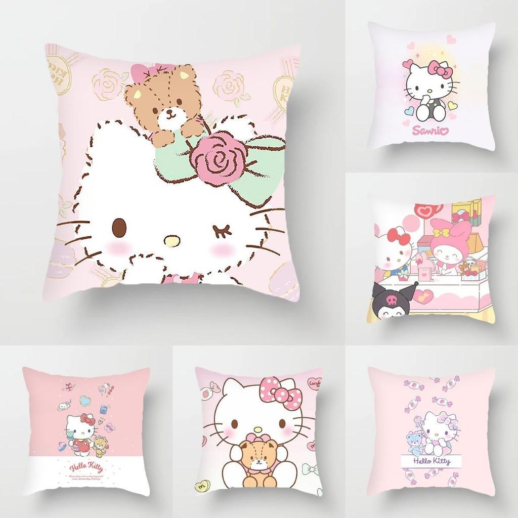 Hello Kitty Plush Pillow Cover With Soft Peach Skin Fabric For Bedroom And Couch Decor