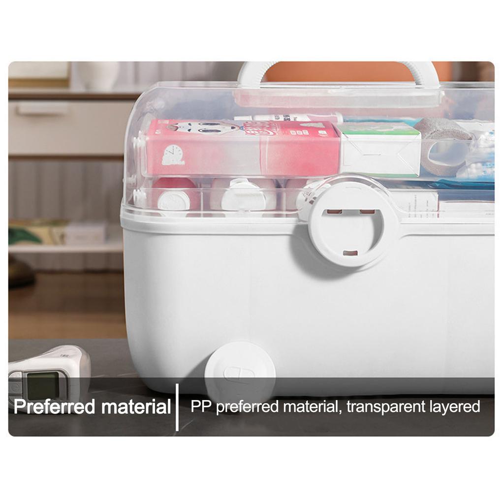 Large Capacity Home Medical First Aid Kit Portable Medicine Storage Box for Family Dorm & Baby Care