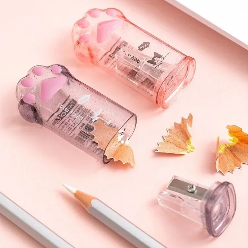 Plastic Pink Cat Pencil Sharpener Creative Kawaii Claw Student Stationery for Children Office Supplies Back To School Items