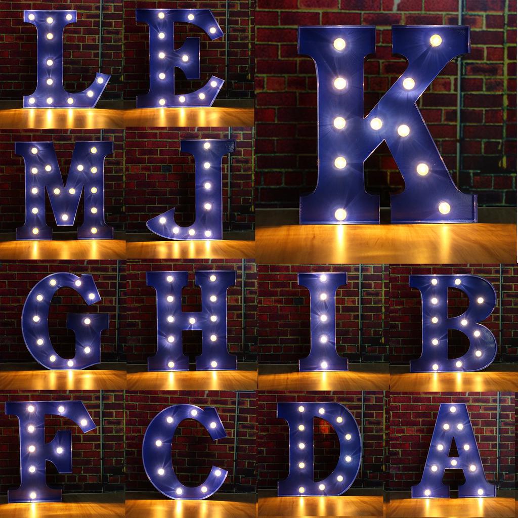 A-Z Blue LED Alphabet Letters Standing Hanging Light UP Wedding Party Decor Xmas