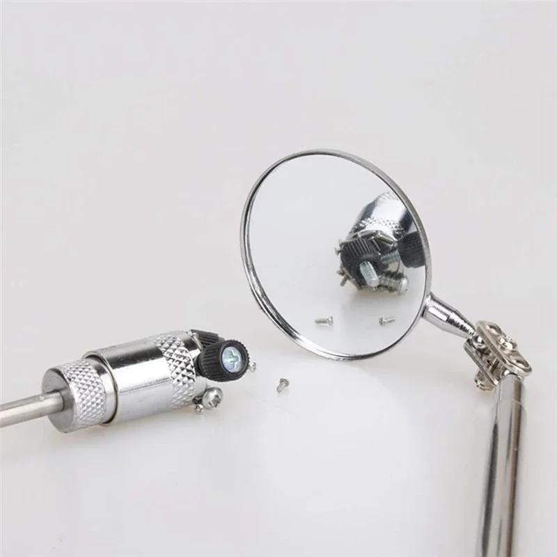 360° LED Light Telescoping Mirrors Extend Mechanic Tools Inspection Mirror Telescopic Handle Repairing Tools