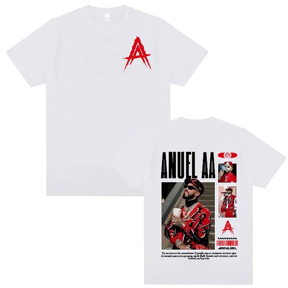 Rapper Anuel AA Rhlm 2 Album 2026 Merch Tshirts Mens Clothing High Street Vintage Style T Shirt Cotton T Shirts