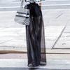 Women's High-Waisted Black Chiffon Wide-Leg Pants - Light Summer Style