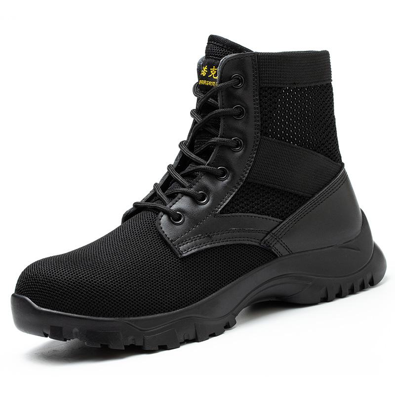 Fashion High Top Men Safety Shoes Mesh Breathable Steel Toe Work Shoes Man Constrcution Safety Boots Anti-smash Anti-odor Male Work Boot
