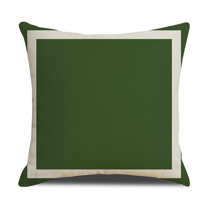 Light Luxury Green Linen Sofa Pillow Dark Green Geometric Pattern Pillow Bedside Cushion Cushion Pillow Cover