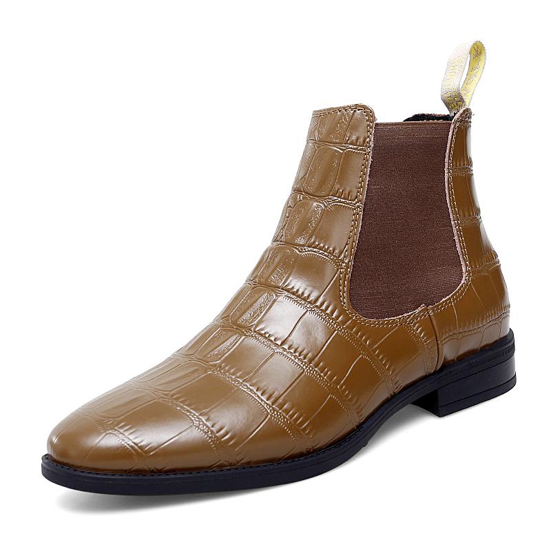 Genuine Leather Fall Chelsea Boots Designer Luxury Brand Dress Office Shoes for Men Platform Boots Retro Ankle Boots Footwear