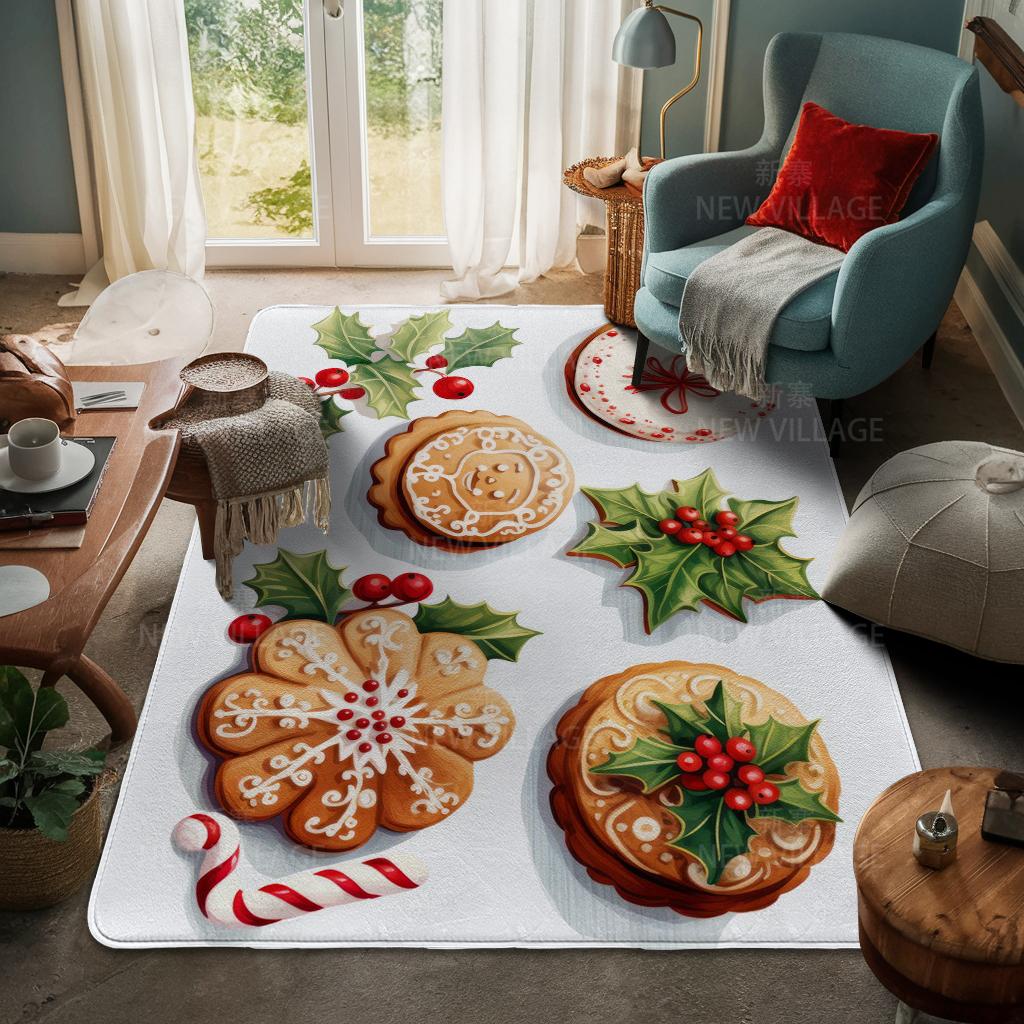 House Entrance Carpet Home Door Mat Living Room Bath Foot Bathroom Non-slip Water Absorption Rugs Bath Merry Christmas Winter