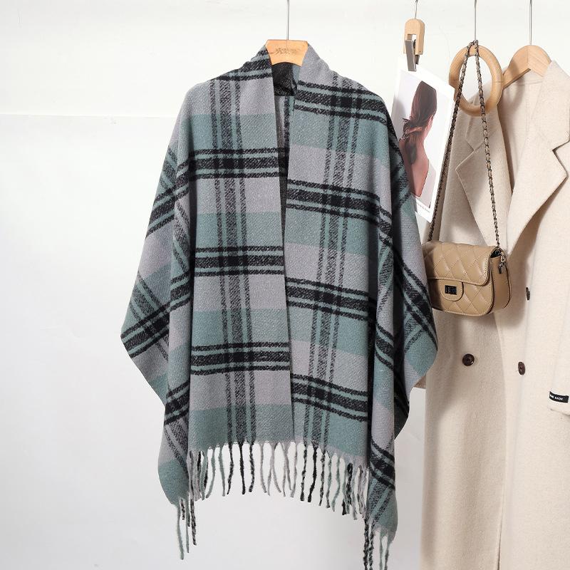 Women Winter Vintage Knitted Scarf Headscarf Ladies Men Casual Preppy Plaid Tassel Warm Scarve Mujer Male Foulard Wrap Shawl New