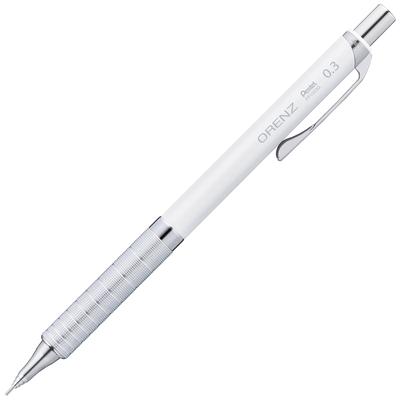 PENTEL Orenz Metal Grip Mechanical White Pencil, 0.3mm, Barrel, XPP1003G2-RW