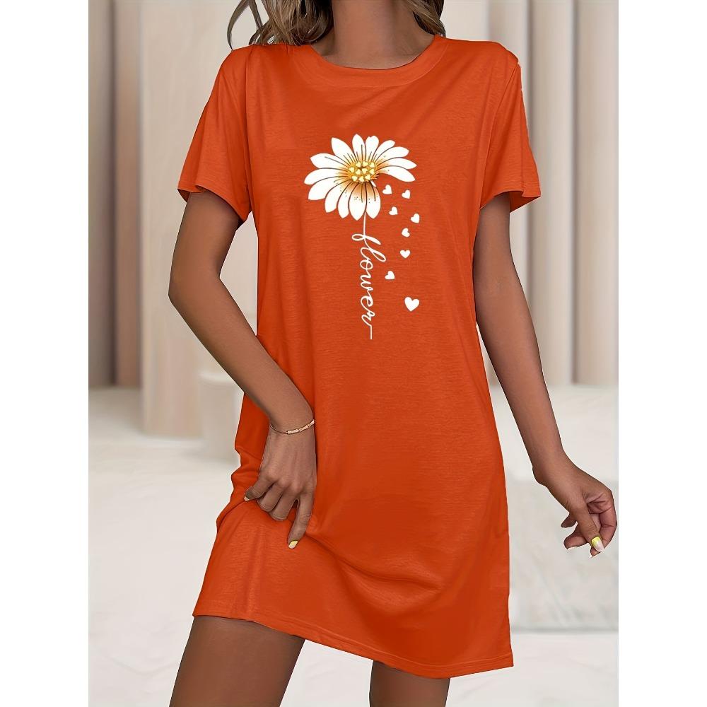 Women'S Fun Sleep Round Neck Nightgown, 'Let Me Sleep' Letter Polka Dot Printed Loose T-Shirt