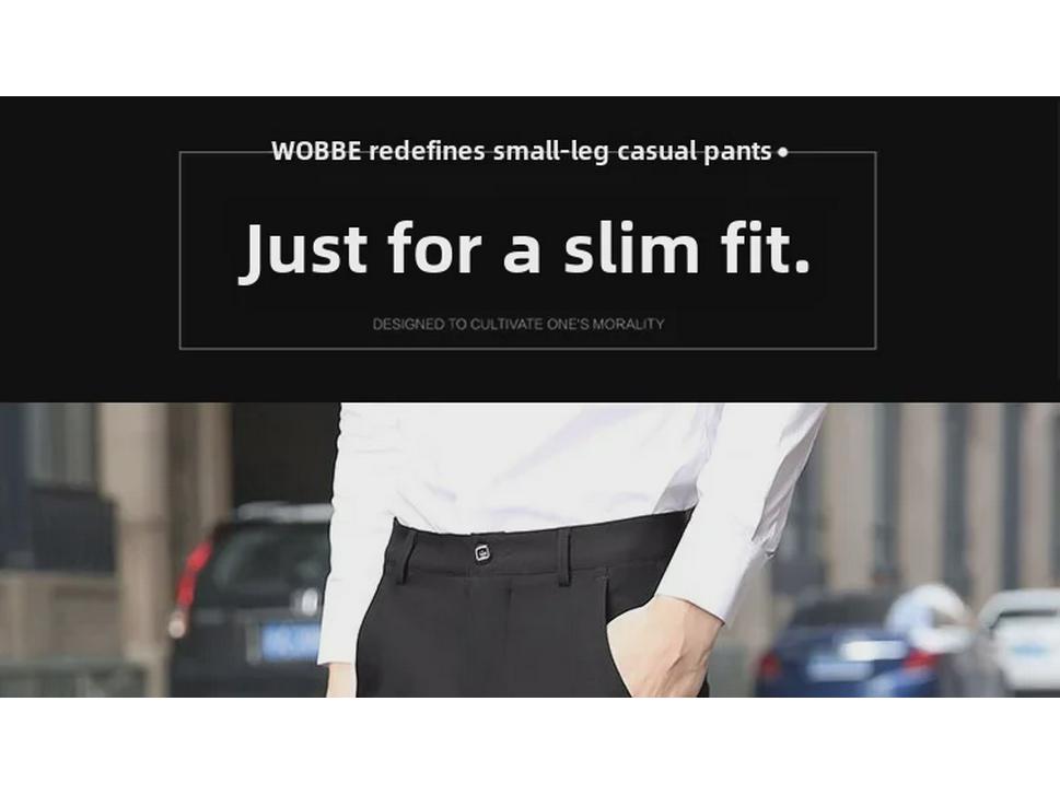 Pánské černé 9/10 kalhoty slim fit - korejský styl, všestranné pro jaro/podzim