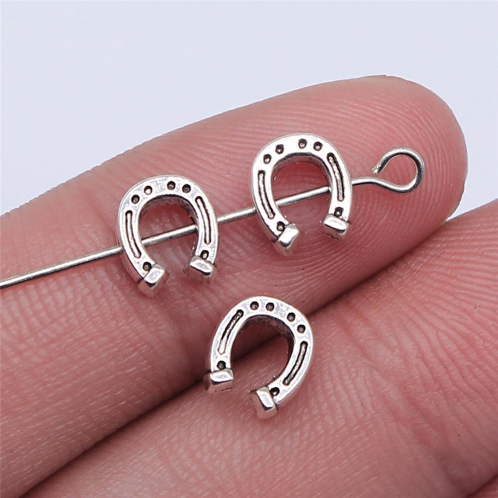 20pcs Charms Lucky Horseshoe Good Luck Antique Bronze Silver Color Pendants DIY Findings Tibetan Jewelry Craft