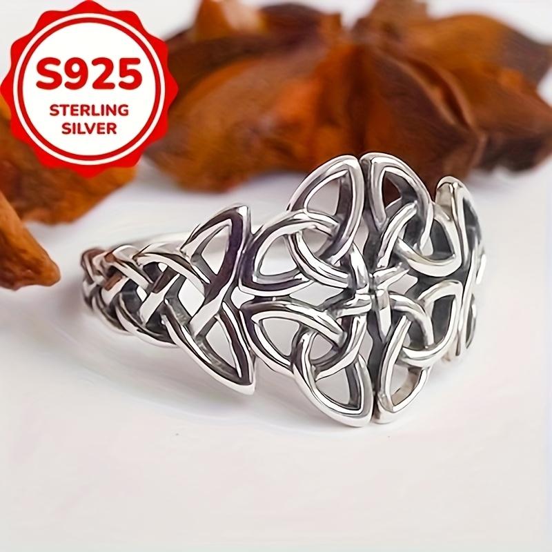 Vintage S925 Sterling Silver Celtic Knot Rings for Women Ethnic Style Viking Amulet Rings Party Jewelry