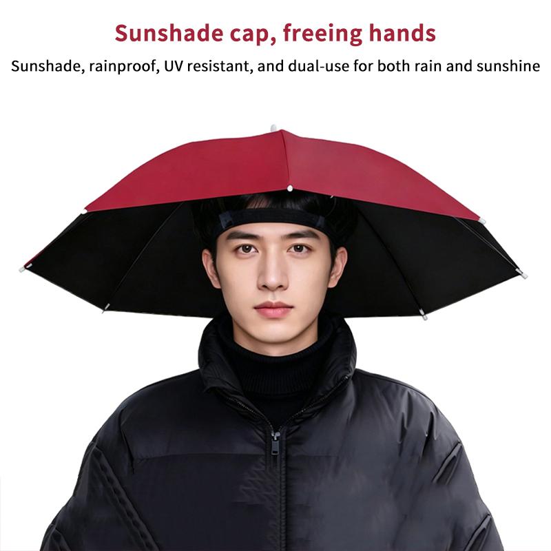 Portable Hands Free Umbrella Hat With Uv Resistance And Rain Proof Design Perfect For Hiking Fishing Gardening And Camping