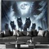 VIKAMA Wolf King Moonlit Forest Tapestry Full Moon Nordic Style Living Room Gaming Streamer Room Mens Room Decor