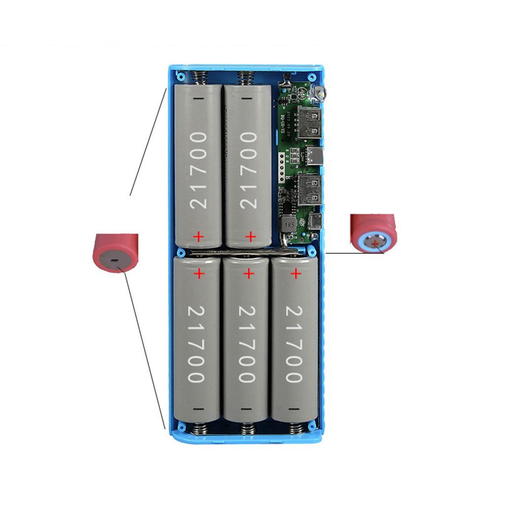 5x21700 Battery Boxes Charge Shells Mobile Power Bank Cases DIY Plastic Boxes