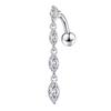 Upside Down Peach Heart Teardrop Zircon Belly Button Ring, 316 Stainless Steel Navel Jewelry