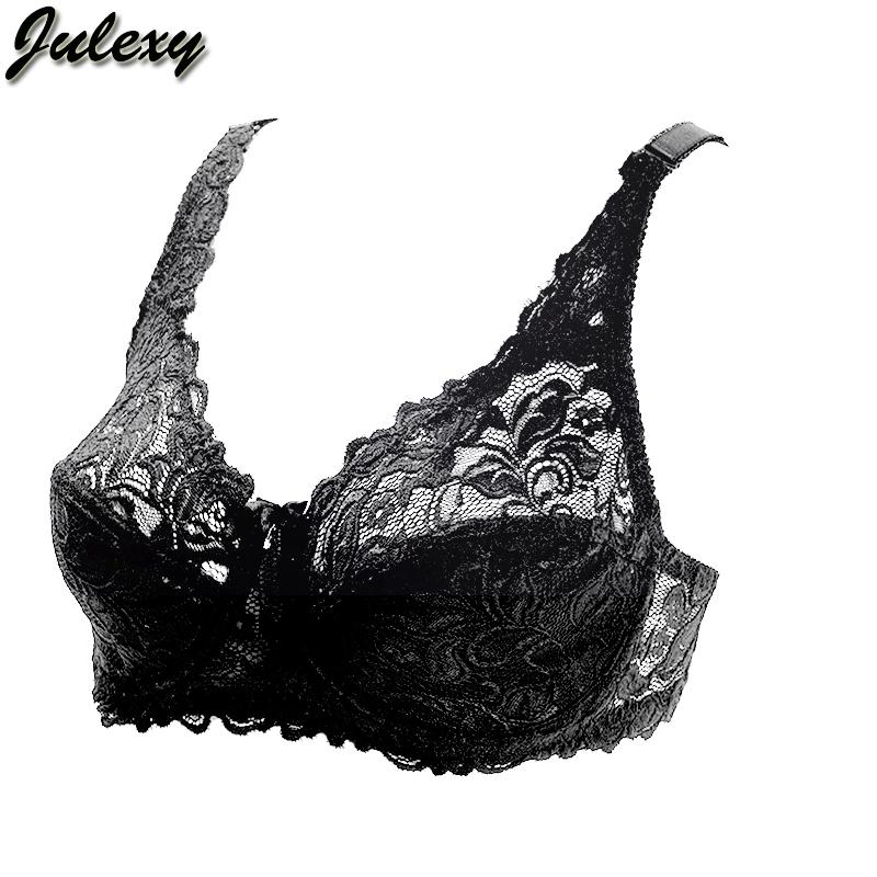 Julexy Big C D E Women Bra Transparent Ultrathin Bralette Plus Size Underwear Lace Brassiere