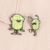 Cartoon Green Monster Enamel Pins Set Funny Creature Brooches Quirky Weird Lapel Badges Jewelry Accessories Gifts For Friends