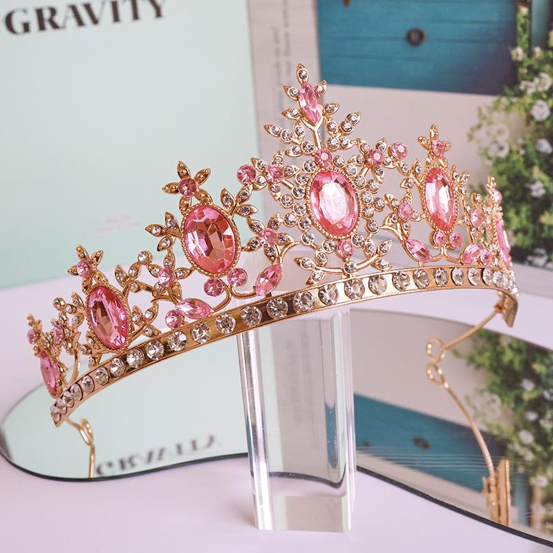 Bride's Crown Simple European and American Handcrafted Diamond Encrusted Headwear Wedding Styling Hair Accessory Grand Crown Accessory