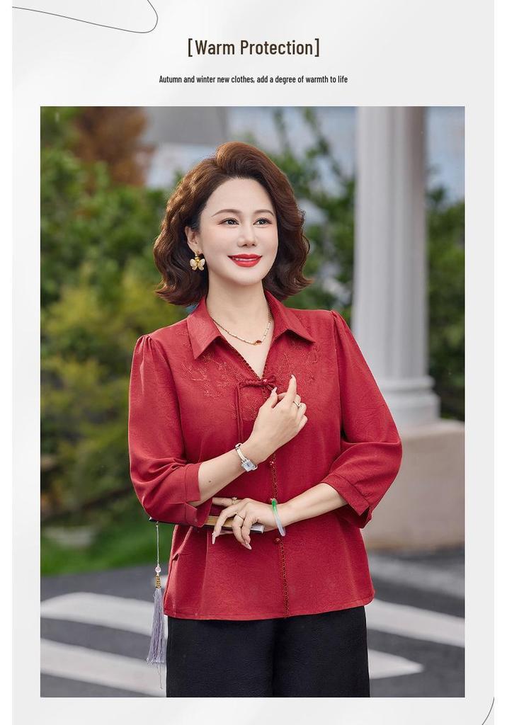 Middle-aged Mom's Casual Three-Quarter Sleeve Top - 2026 New Style