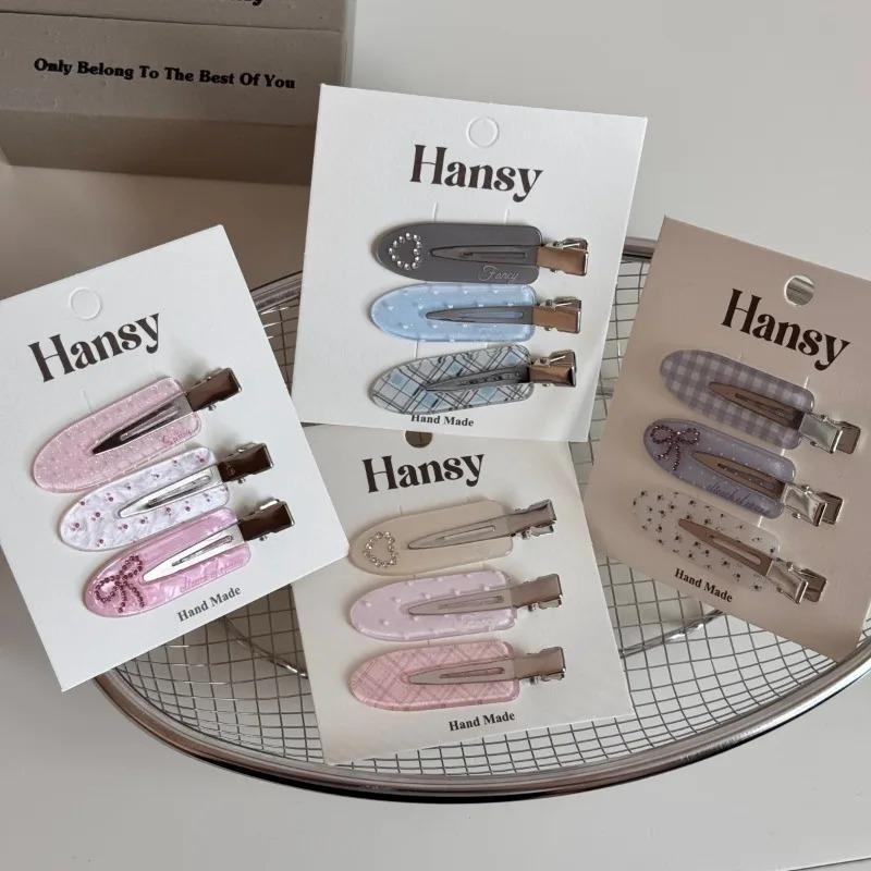 3pcs/set Korean Sweet Alligator Hair Clip Versatile Side Bangs Stray Hair Clip High-End Makeup Clip for Women Hair Accessories