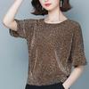Rot-Schwarz-Glanzblusen für Damen, Leopardenmuster, Übergröße, Damenhemden, Glitzer, Damenhemd, Tops, modisch, elegant, glänzende Paillettenbluse