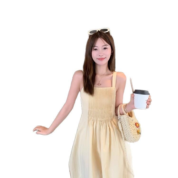 Fashion French suspender dress women's summer new belly-covering and thin pear-shaped figure drape A-shaped skirt