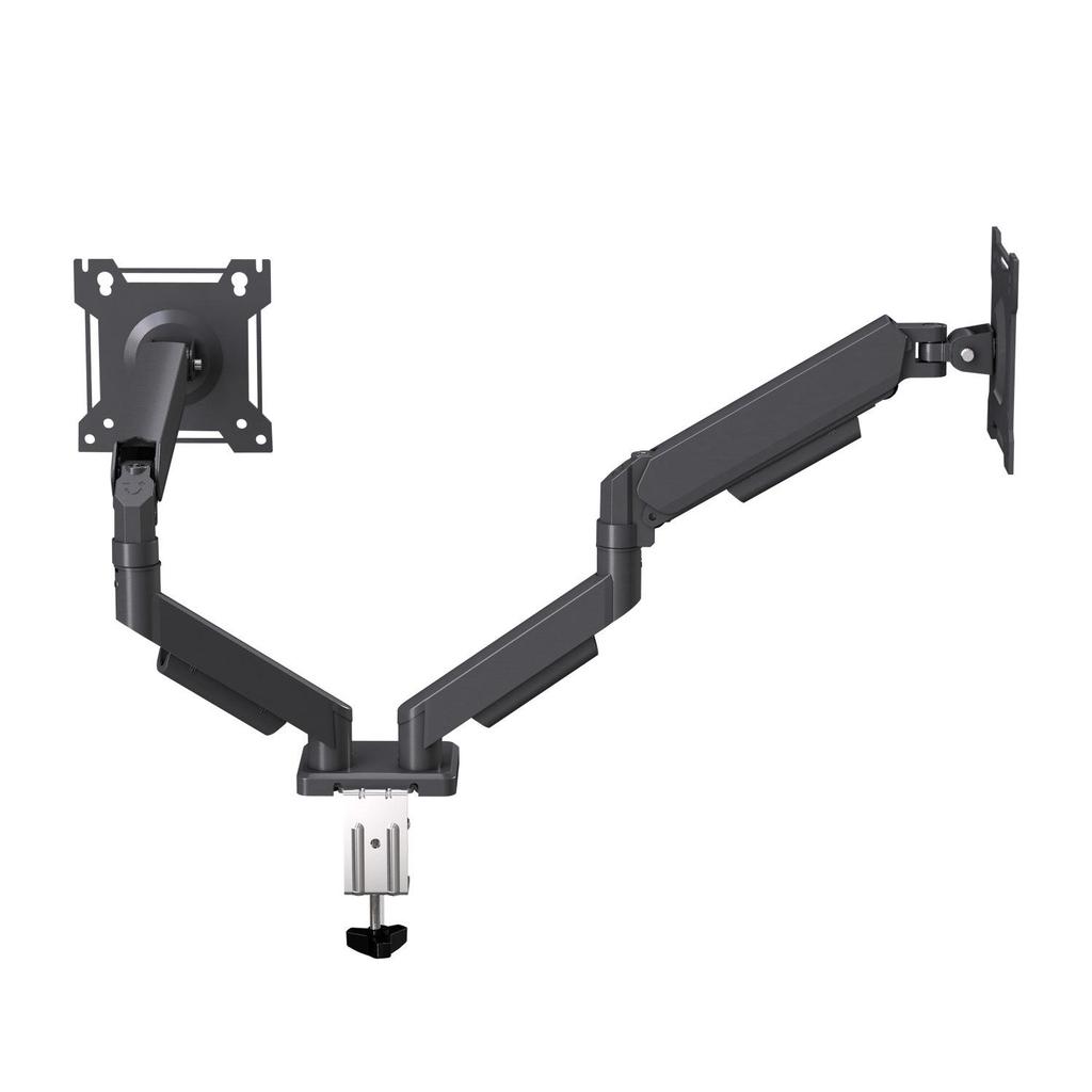 MM-02 Bohrerloser Dual-Bildschirm-Monitorständer mit drehbaren und verstellbaren Armen für 17-32 Zoll Displays