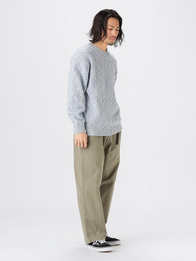 B:MING LIFE STORE by BEAMS Men's 5-Gauge Stretch Slub Crew Neck Knit (SAX M_92150360286)