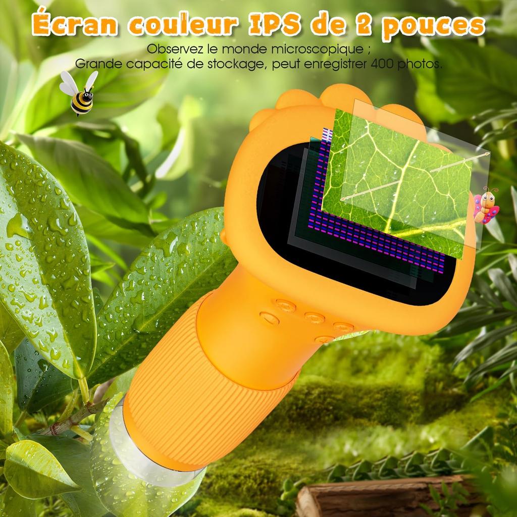 Dětský mikroskop, Ahalfcit digitální mikroskop 1000x zoom mikroskop pro děti, vědecká vzdělávací hračka dárek pro děti ve věku 3-12 let
