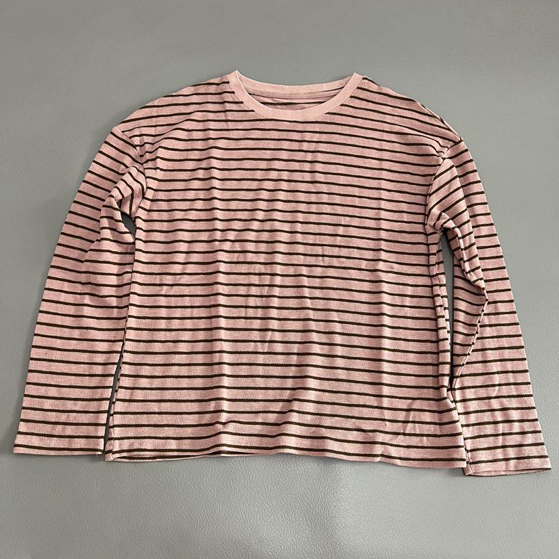 Top a Righe da Donna a Manica Lunga con Girocollo - Stile Casual Ampio, Modellante e Versatile per Autunno e Primavera
