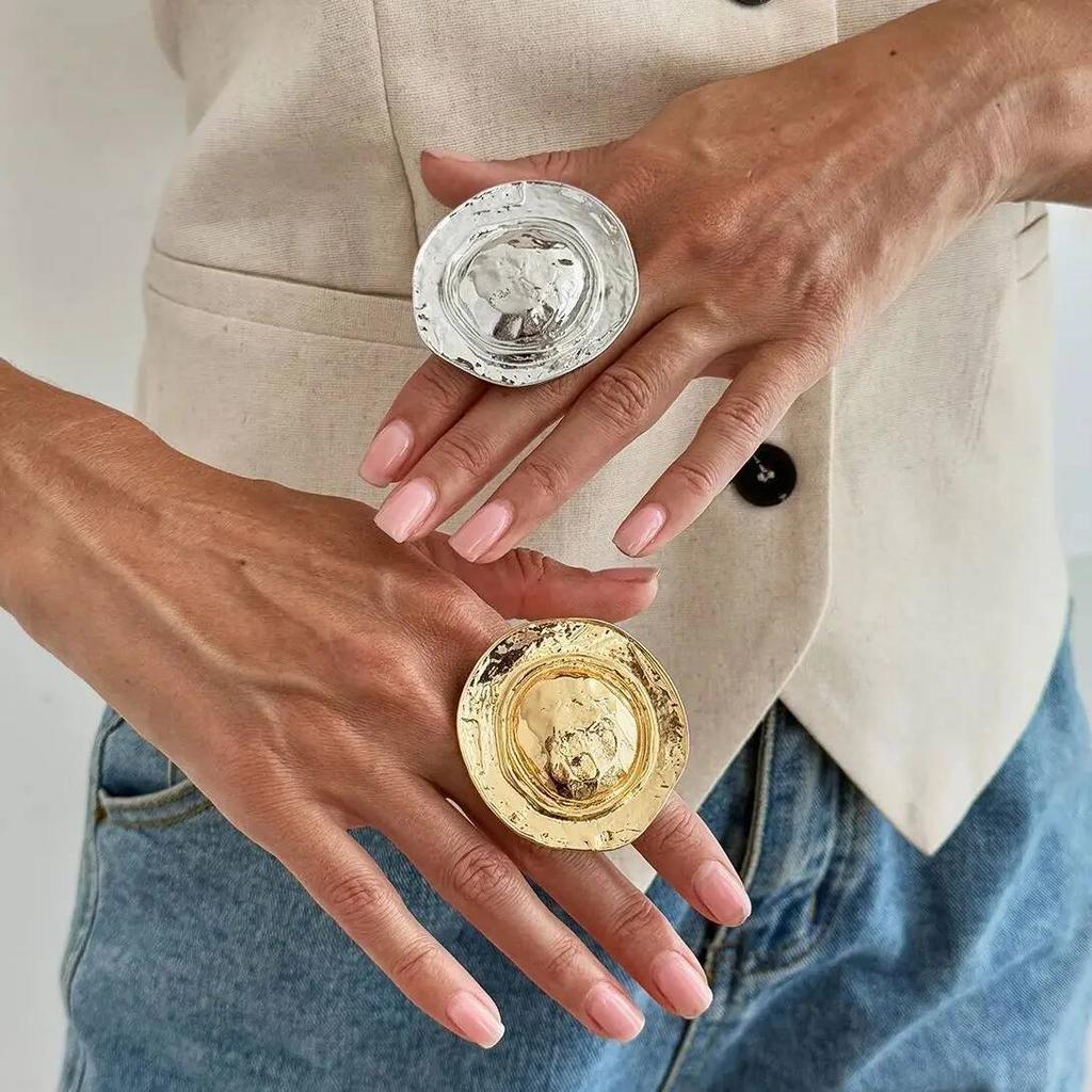 Ingemark 2026 Übertriebene Goldfarbe Runde Offene Ringe Damen Trendig Kreativ Verstellbarer Fingerring Täglich Party Bankett Schmuck