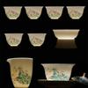 Gold-Inlaid Jade & Ceramic Kung Fu Tea Set