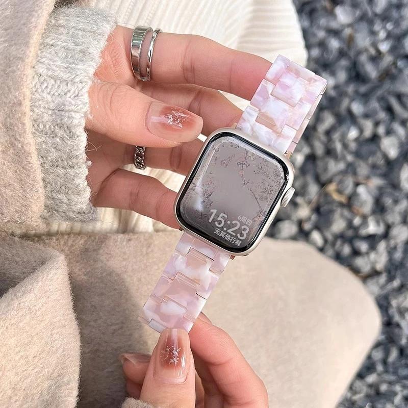 Women Resin Strap for Apple Watch Series 11 10 9 7 8 41mm 45mm 42 46mm Band 6 Se 40 44mm Loop for Iwatch Ultra 3 2 49mm Bracelet
