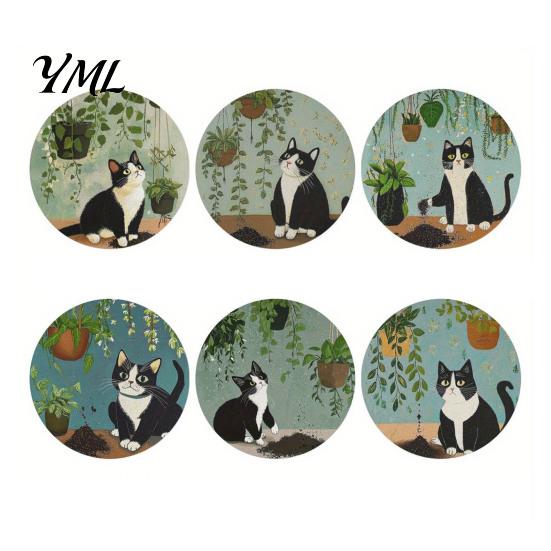 Tableware Accessories Wooden Cat Coasters, Decorative Heat Resistant Table Mats, Non-slip Cup Mats Insulation Coasters for Hot Drinks And Desk