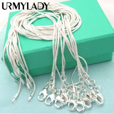 URMYLADY – collier chaîne serpent en argent 925, 5 pièces/lot, 16/18/20/22/24/26/28/30 pouces, 1MM, pour femmes et hommes, bijoux à la mode, cadeau
