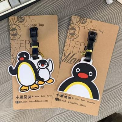 Cute Silicone Travel Luggage Tag Penguin Hippo Portable Suitcase ID Address Holder Cartoon Animal Reusable Baggage Tag