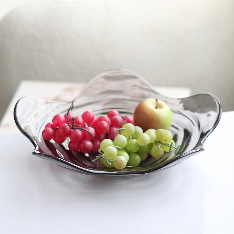 Italian Glass Creative Fruit Plate, Light Luxury Table Decorations, Designer Home Living Room Coffee Table, Snacks, Dried Fruit Plate Accessories
