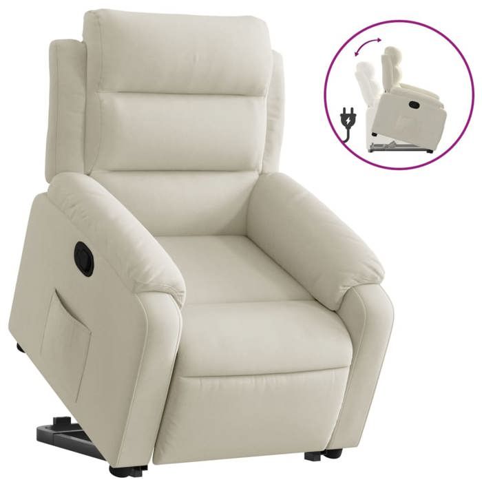 VidaXL Fauteuil Inclinable, Chaise de Relaxation avec Dossier, Siège avec Accoudoirs, Fauteuil TV de Salon, Moderne, Crème 3205101